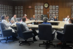 Committee meeting in a board room